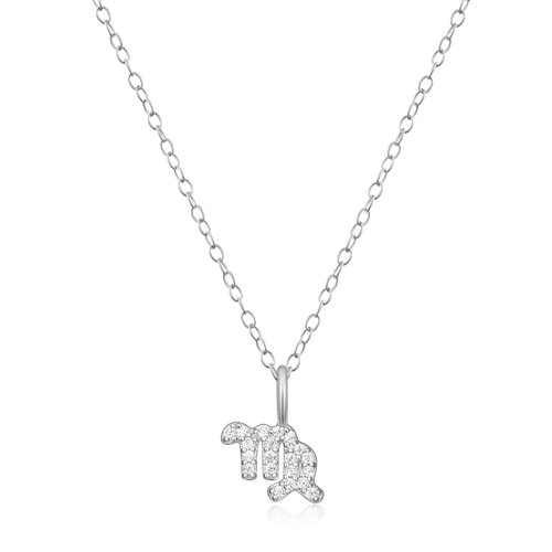 BN0113W - Virgo Constellation Pendant Necklace in Rhodium-Plated Sterling Silver