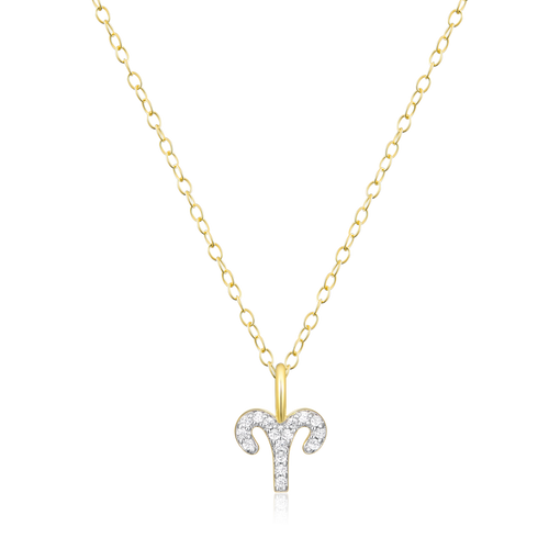 BN0108Y - Aries Constellation Pendant Necklace in 14K Yellow Gold-Plated Sterling Silver