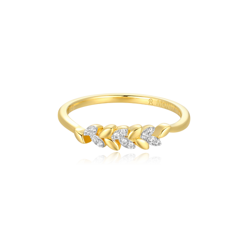 BR0102Y - Laurel Statement Ring in 14K Yellow Gold-Plated Sterling Silver