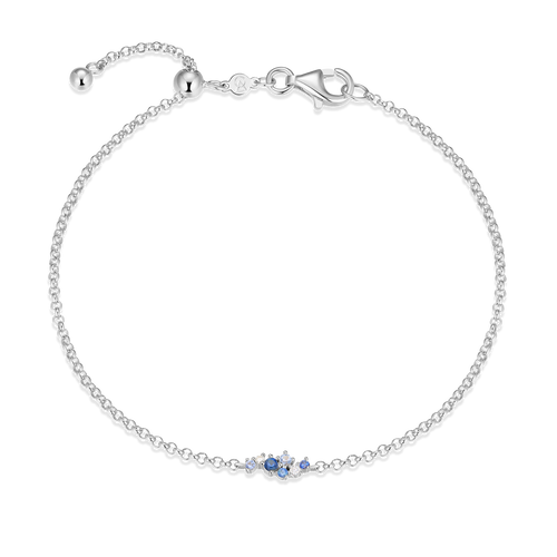 BB0200W - Scattered Ombre Lab-Created Sapphire & Diamond Bolo Bracelet in Rhodium-Plated Sterling Silver