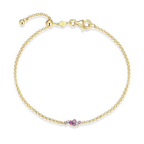 BB0199Y - Scattered Ombre Lab-Created Ruby & Diamond Bolo Bracelet in 14K Gold & Rhodium-Plated Sterling Silver
