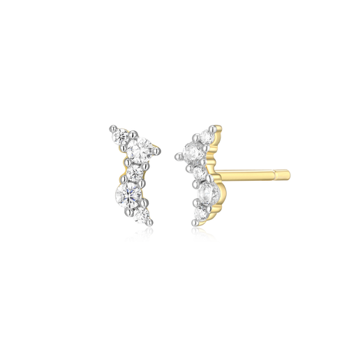 BE0068Y - Scattered Lab-Created Diamond Stud Earrings in 14K Yellow Gold-Plated Sterling Silver