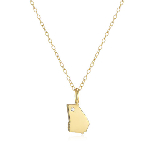 BN0291Y - Georgia State Lab-Created Diamond Pendant Necklace