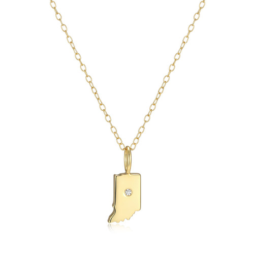 BN0288Y - Indiana State Lab-Created Diamond Pendant Necklace