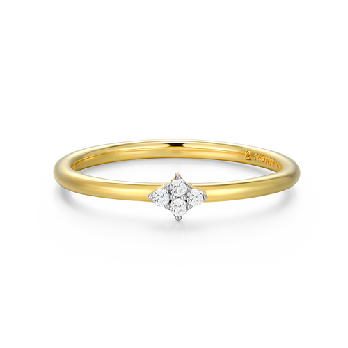 BR0176Y - Four Cluster Lab-Created Diamond Ring in 14K Gold & Rhodium-Plated Sterling Silver