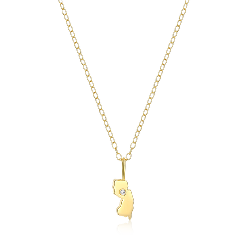 BN0206Y - New Jersey State Lab-Created Diamond Pendant Necklace in 14K Gold-Plated Sterling Silver