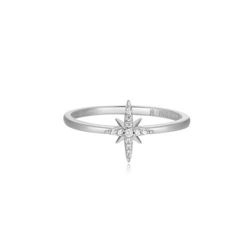 BR0027W - North Star Statement Ring in Rhodium-Plated Sterling Silver