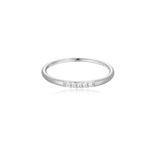 BR0098W - Lab-Created Diamond Line Stackable Ring in Rhodium-Plated Sterling Silver