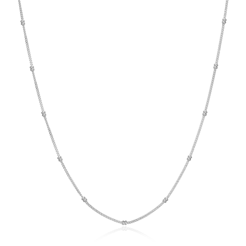 BN0249W - 18+2" Beaded Chain in Rhodium-Plated Sterling Silver