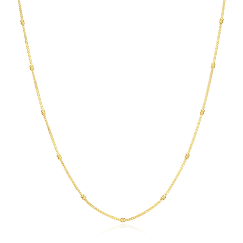 BN0248Y - 14+2" Beaded Chain in 14K Yellow Gold-Plated Sterling Silver