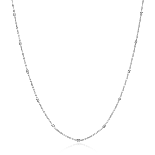 BN0248W - 14+2" Beaded Chain in Rhodium-Plated Sterling Silver