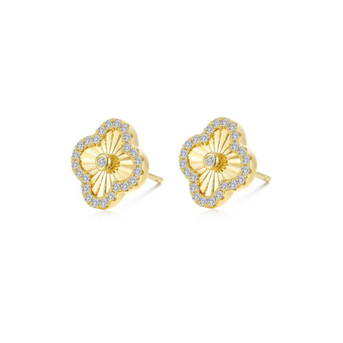 Lafonn Golden Clover Stud Earrings bonded in Platinum