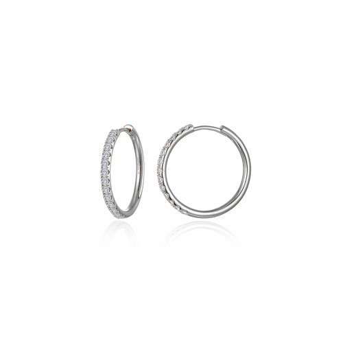 Lafonn Medium Alina Round Hoop Earrings bonded in Platinum