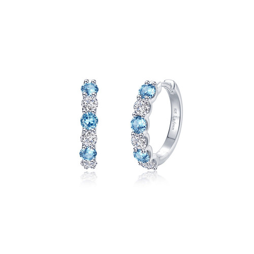 Lafonn Josie Blue Topaz Hoop Earrings bonded in Platinum