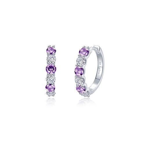 Lafonn Josie Amethyst Hoop Earrings bonded in Platinum