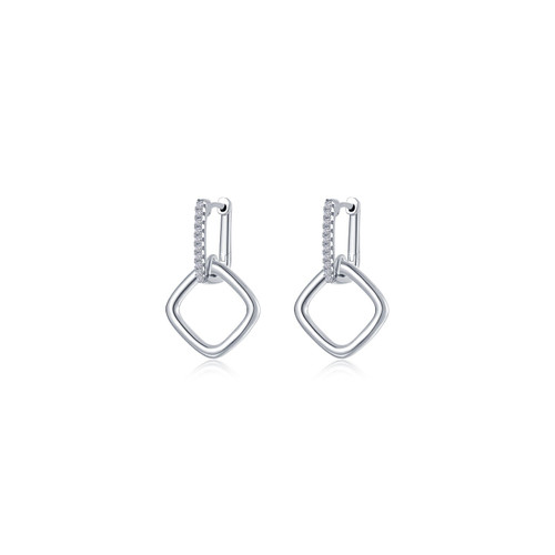 Lafonn Lumina Cube Dangle Earrings bonded in Platinum