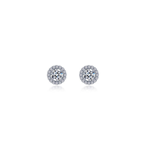 Lafonn 1.24 CTW Round Halo Stud Earrings bonded in Platinum
