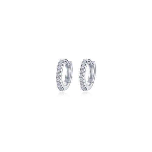 Lafonn 13.5mm Huggie Hoop Earrings bonded in Platinum