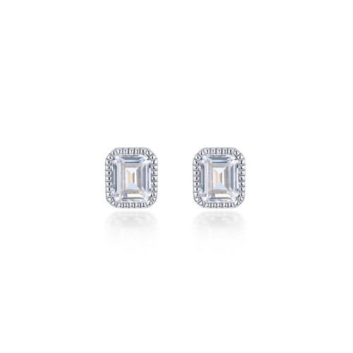 Lafonn April Birthstone Solitaire Stud Earrings bonded in Platinum