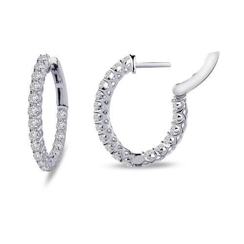 Lafonn 16 mm x 20 mm Oval Hoop Earrings bonded in Platinum
