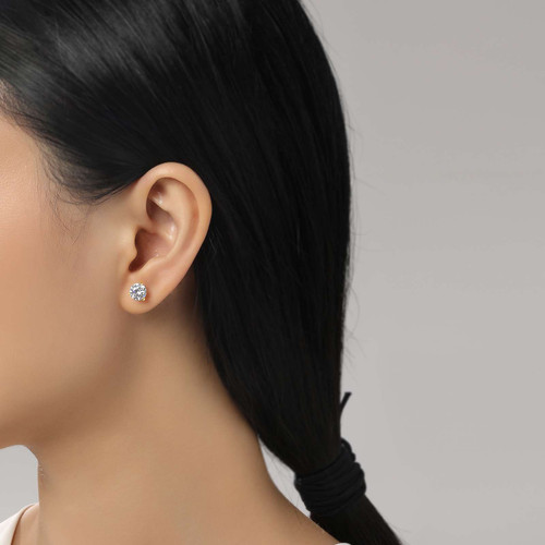 Lafonn 2.5 CTW 3 Prong Martini Stud Earrings bonded in Platinum