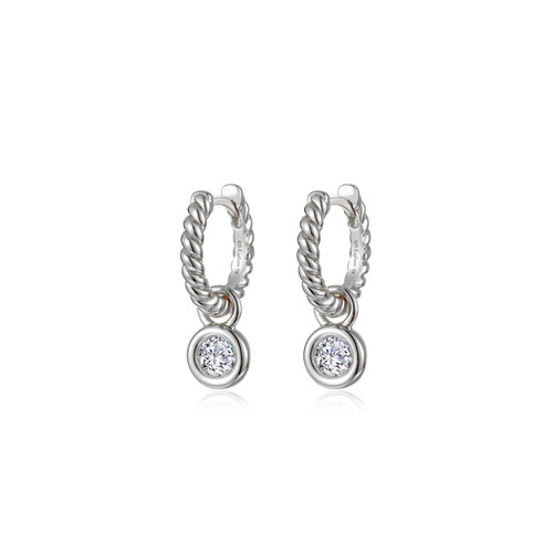 Lafonn Cordelia Bezel Charm Huggie Earrings bonded in Platinum