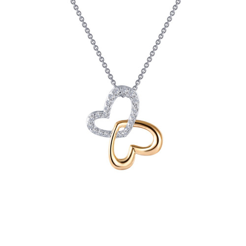 Lafonn Double-Heart Shadow Necklace  N2005CLP