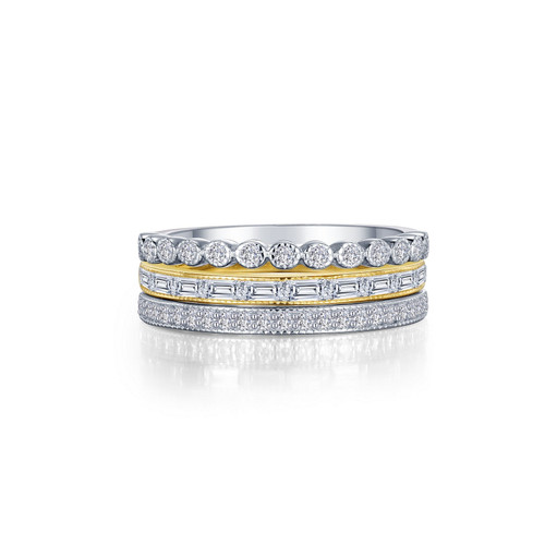 Lafonn 3-Piece Eternity Ring Bonded in Platinum   SetR0507CLT