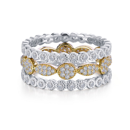 Lafonn 3-Piece Eternity Ring Bonded in Platinum   SetR0347CLT