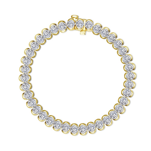 Lafonn 9.5 CTW Aria Half- Bezel Tennis Bracelet Bonded in Platinum