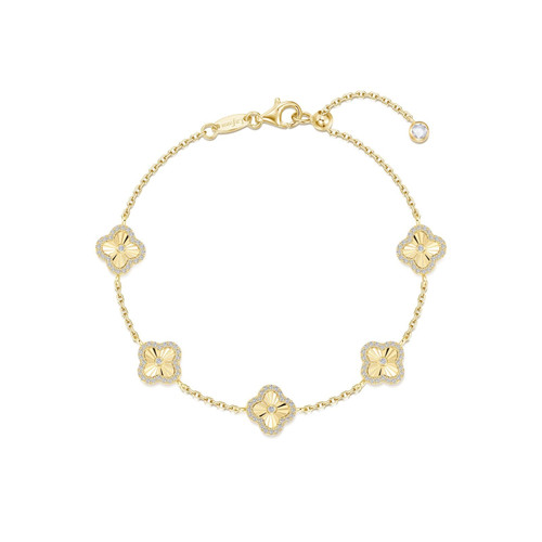 Lafonn Gold Clover Motif Bracelet Bonded in Platinum