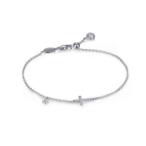 Lafonn 0.44 CTW Adjustable Sideways Cross Bracelet Bonded in Platinum