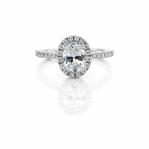 14kt White Gold Diamond Setting  for an Oval Stone 0.40 CTW 