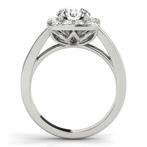 Diamond Halo Engagement Ring for a Round Stone in 14KT White Gold 50823-E