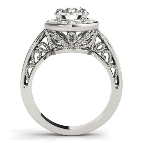 Diamond Halo Engagement Ring for a Round Stone in 14KT White Gold 50338-E