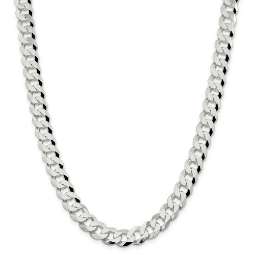 Sterling Silver 10.6mm Beveled Curb Chain