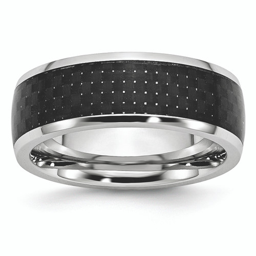 Cobalt Black Carbon Fiber Inlay 8mm Polished Band