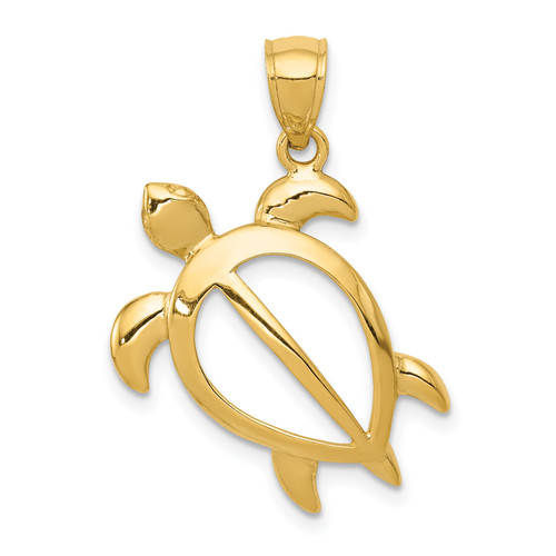 14KT Gold Open Turtle Pendant