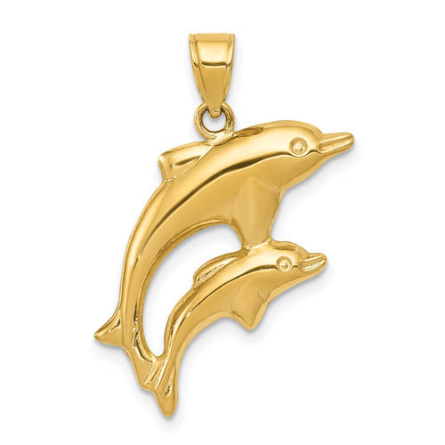 14KT Gold Gold Dolphin Pair Pendant