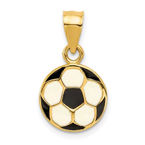 14KT Gold Enameled Soccer Ball Pendant