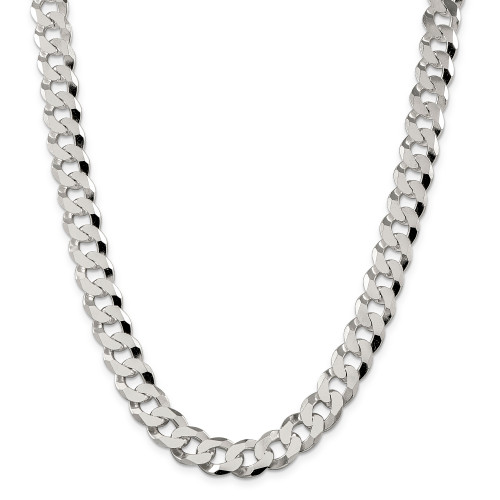 Sterling Silver 12.30mm Beveled Curb Chain