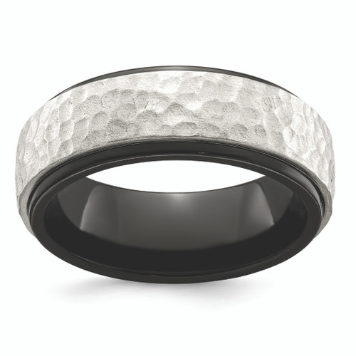 Edward Mirell Black Ti Argentinium Sterling Silver Hammered 8mm Band