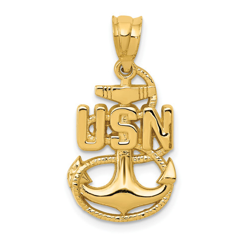 14KT Gold United States Navy USN Anchor Pendant