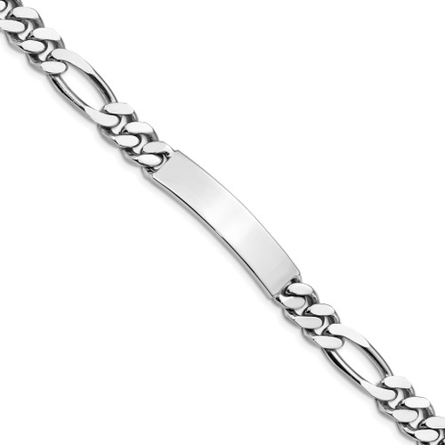 Sterling Silver Rhodium-plated Engraveable Figaro Link ID Bracelet