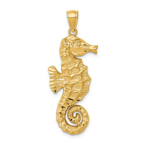 14KT Gold D/C Polished Seahorse Pendant