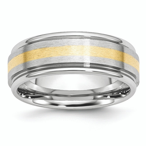 Cobalt 14KT Gold Gold Gold Inlay Satin and Polished 8mm Band