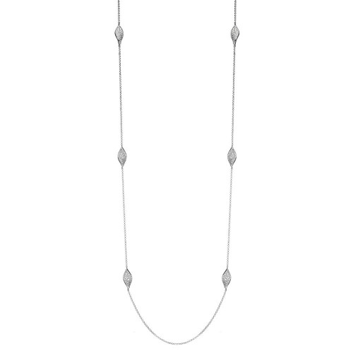 Sterling Silver Necklace made with Rolo Chain and 6 Twist Cubic Zirconia Marquise (17x8mm) Station