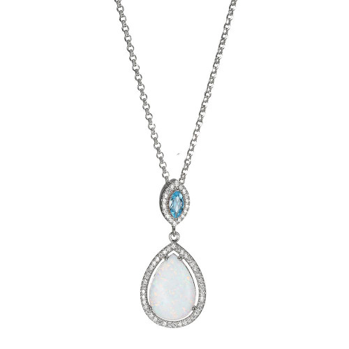 Sterling Silver Necklace with Synthetic Opal