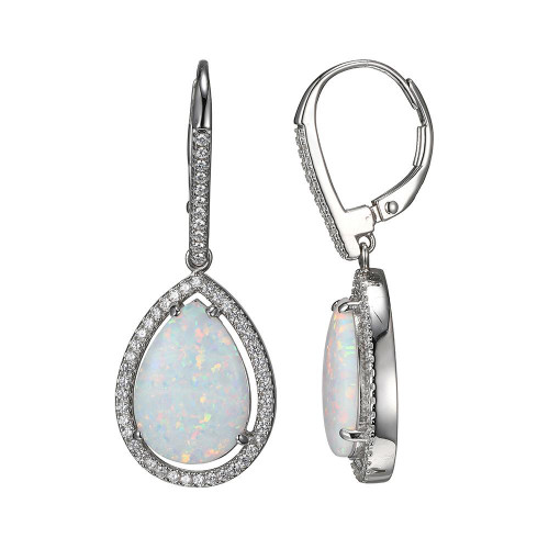 Sterling Silver Earring with Synthetic Opal and Cubic Zirconia