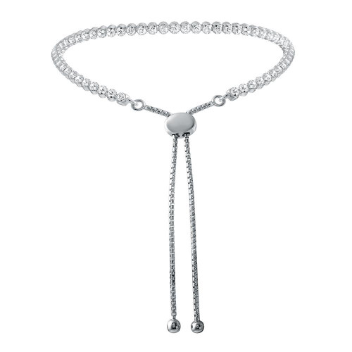 Sterling Silver Tennis Bolo Bracelet with Cubic Zirconia SXD2991WZ